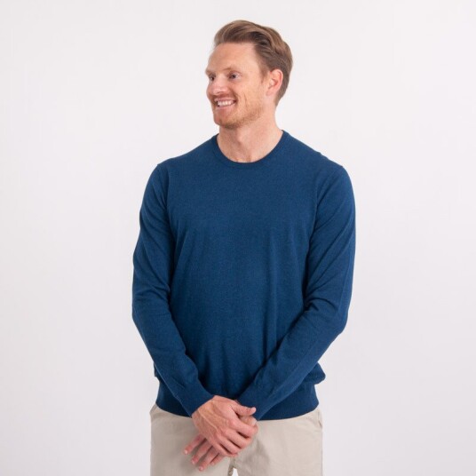 Cutter & Buck Oakville Crewneck Blå Golfgenser herre Navy Melange (554) Large