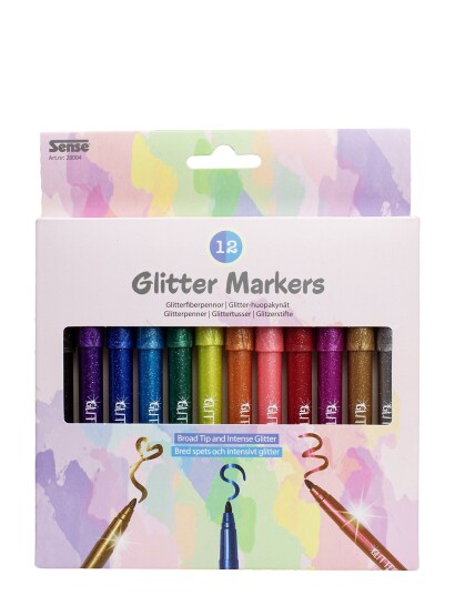 Sense Glitter Fiberpennor 12-P - Multi/patterned - ONE SIZE