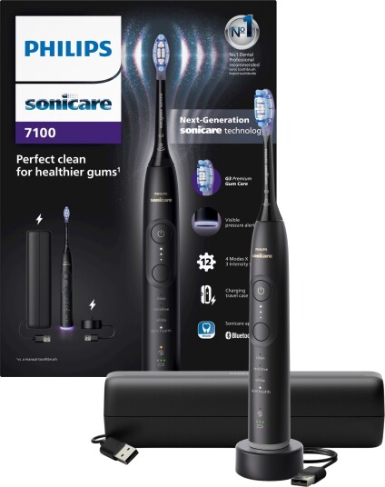 Philips Sonicare 7100 Elektrisk Tannbørste med 3 Hastigheter - Svart HX7421/01