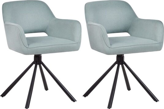 Matsalsstol Beliani Loures set om 2 Beige-Svart Mint Green -