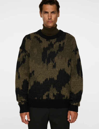 J. Lindeberg Nate Graphic Jacquard Knit - Khaki green - S J. Lindeberg Nate Graphic Jacquard Knit - Khaki green - S