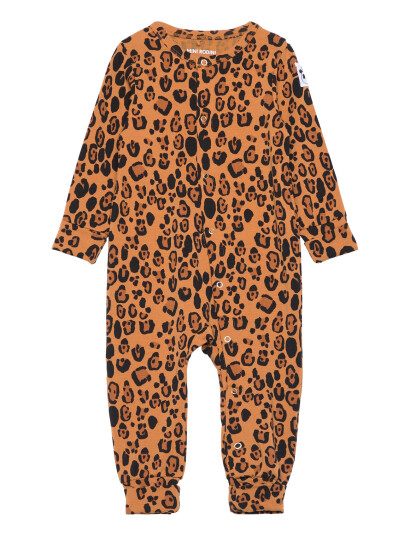 Mini Rodini Basic Leopard Button Jumpsuit Tencel™ - Brown - 56/62