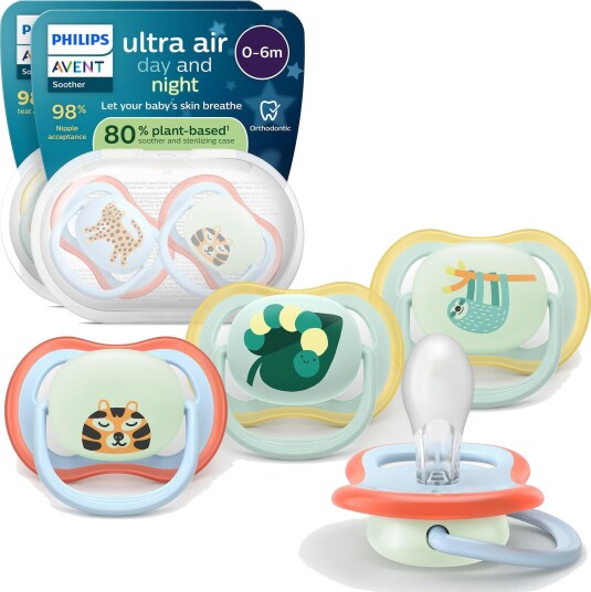 Philips Avent Ultra Air Day & Night Smokk 0-6 mnd Grønn/Blå 4 stk Philips Avent Ultra Air Day & Night Smokk 0-6 mnd Grønn/Blå 4 stk
