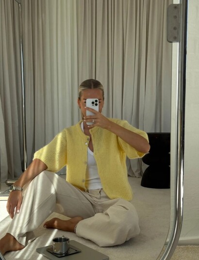 Noella N Kae Ss Knit Cardigan Yellow XS/S