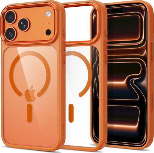 Tech-Protect Magmat Magsafe CC-etui til iPhone 17 Pro Max / 18 Pro Max – oransje-gjennomsiktig