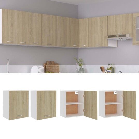 vidaXL Hengende skap 2 stk sonoma eik 50x31x60 cm sponplate