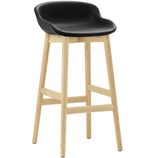 Normann Copenhagen Hyg Barstol 75 cm Svart Skinn / Eik