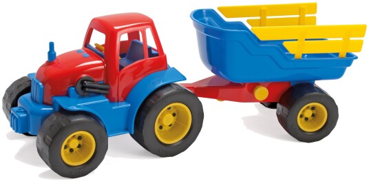 Dantoy Leketraktor Med Tilhenger Plastikkhjul 42 cm Fra 2 År