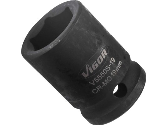 Vigor V5550s-19, Stikkontakt, 1/2", Metrisk, 1 Hoder, 19 Mm, Matt