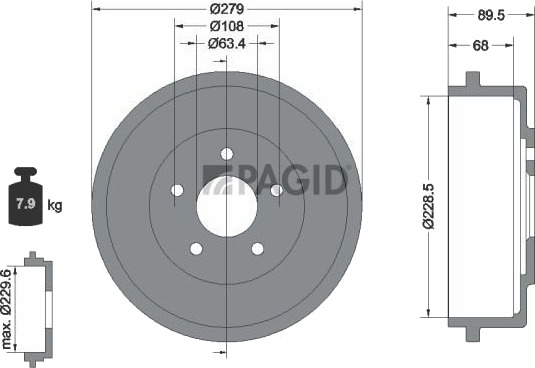 Bremsetrommel PAGID 61244N