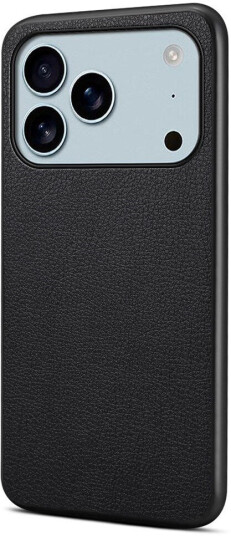 EIDERWOOD iPhone 17 Pro Max Hybrid Plast Deksel med Skinntekstur – Svart