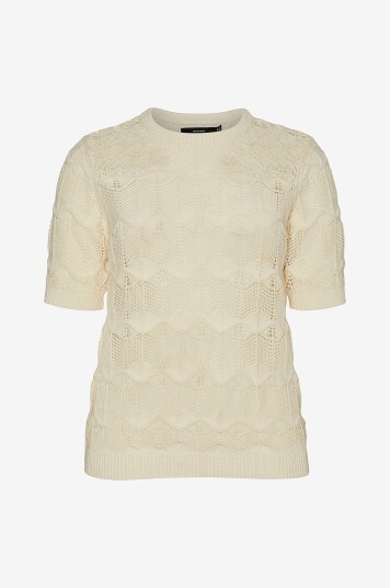 Vero Moda Curve Topp vmcAlexia 2/4 O neck Short Pullover Natur