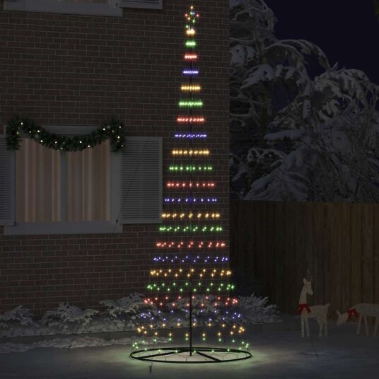 LED juletre med stativ Flerfarget 138.5 x 138.5 x 399 cm Metall LED juletre med stativ Flerfarget 138.5 x 138.5 x 399 cm Metall