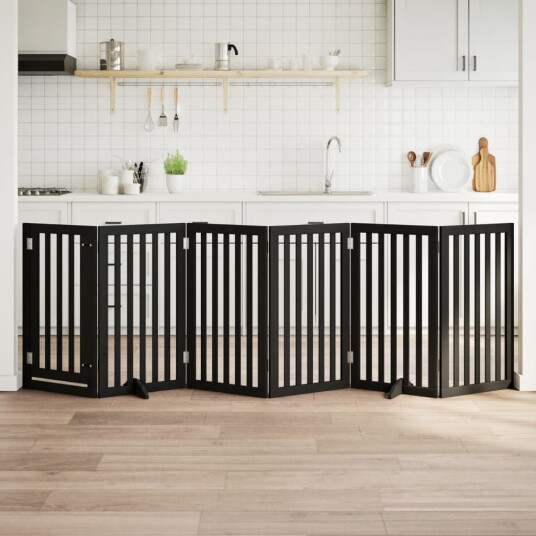 Hundeport Sammenleggbar 6 Paneler Svart 300 cm Poppeltre 352255