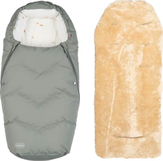 Vognpose Voksi® Urban Meadow Green Wings + Lammeskinn Til Vogn Natur Vognpose Voksi® Urban Meadow Green Wings + Lammeskinn Til Vogn Natur