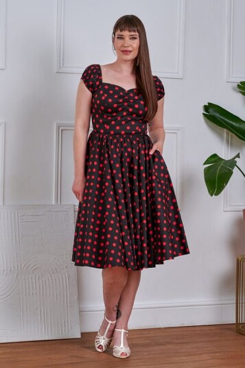 Banned Alternative Rockabilly Middellang kjole Marilyn Kjole XS til 4XL Damer svart rød Banned Alternative Rockabilly Middellang kjole Marilyn Kjole XS til 4XL Damer svart rød