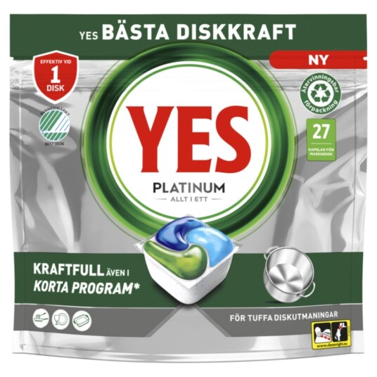 YES Platinum All in One Maskinoppvask 27 stk. YES Platinum All in One Maskinoppvask 27 stk.