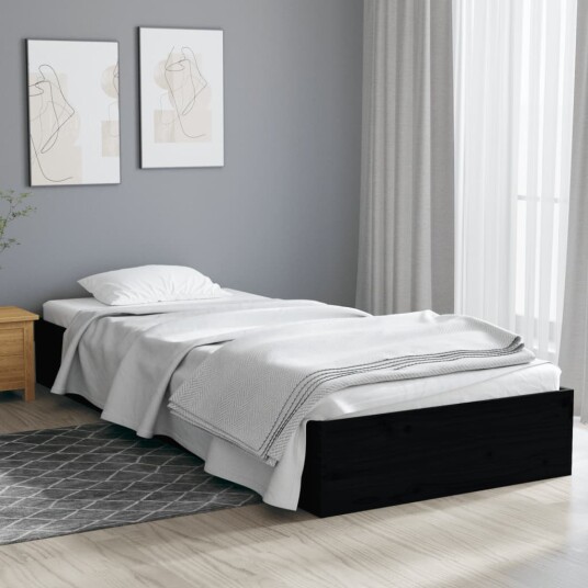 vidaXL Sengeramme svart heltre 75x190 cm 2FT6 Small Single