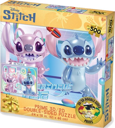 Disney Stitch and Angel 500pc 24x18 in 3D/2D DoubleSided Puzzle