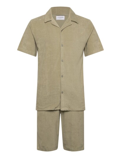Lindbergh Relaxed Fit Towel Shirt S/S Set Green L Lindbergh Relaxed Fit Towel Shirt S/S Set Green L