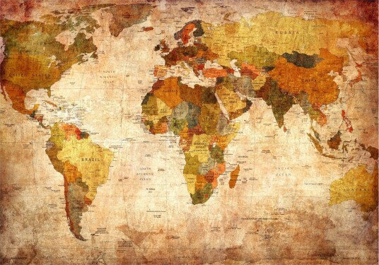 Fototapet Old World Map 200x140 - Finnes i flere størrelser
