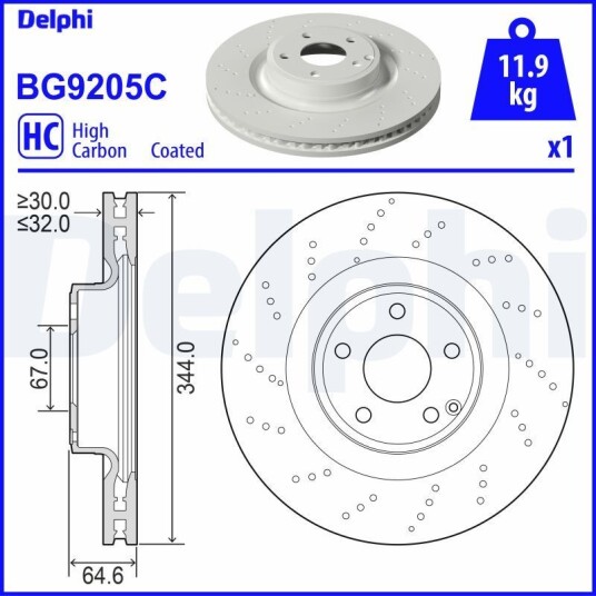 Bremseskive DELPHI BG9205C Bremseskive DELPHI BG9205C
