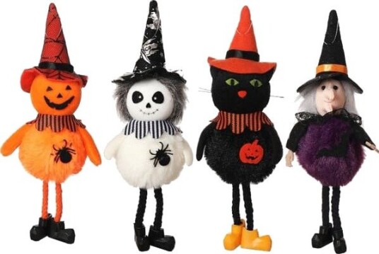 Halloween Hengende Dekorasjoner med Gresskar, Heks og Svart Katt 4 stk
