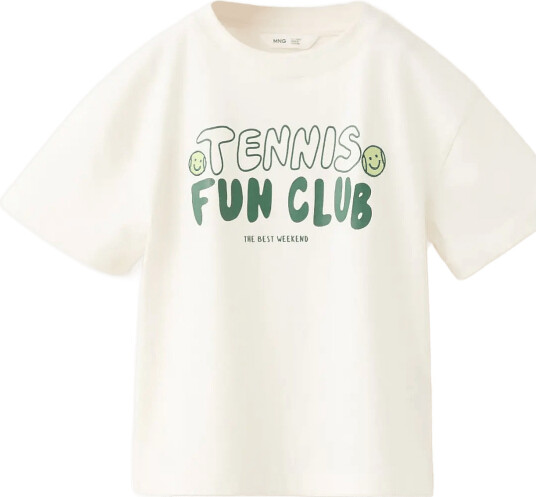 Mango 100% Cotton Slogan T Shirt   Cream   12 18M