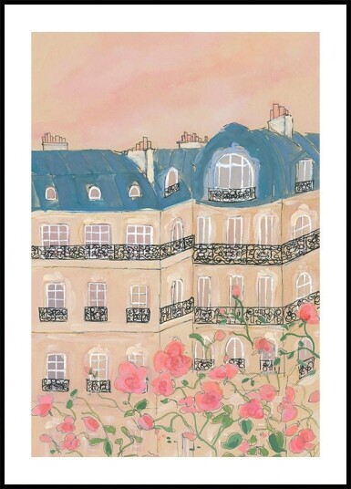 Sunset Over Paris Buildings Plakat / 50x70cm