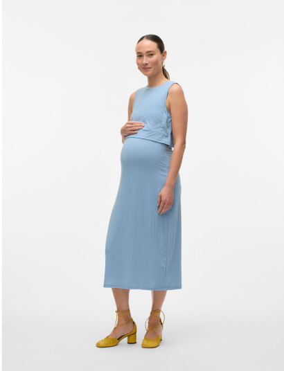 Mamalicious Mllucy June Sl Jrs Midi Dress 2F Blue L