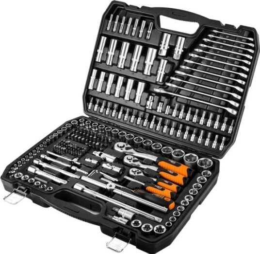 Skralleskrallenøkkelsett 216 Deler 1/2", 3/8", 1/4"