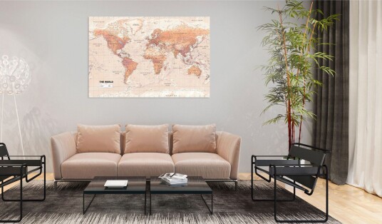 Tavle World Map: Oransje World 90X60 Artgeist sp. z o. o.