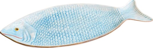 Caja Company Fish Dish Turquoise, Large - TURQUOISE/BRAUN - 50X20 cm.H3 cm