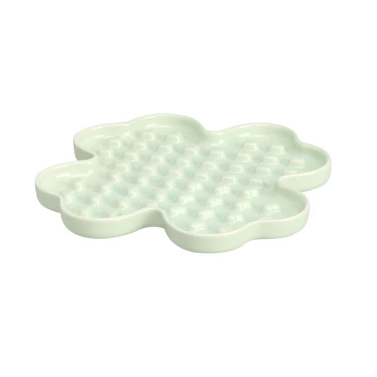 Little&Bigger Tasty Yummy Mat Slikkematte I Keramikk Grønn Firkløver 18 cm