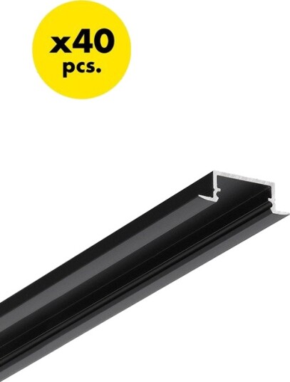 Topmet 40 stk. 2m aluprofil BEGTIN12 J/S Sort anodisert innebygd LED skinne