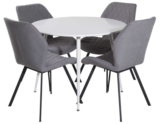 Venture Design Plaza & Gemma spisegruppe Hvit/grå 4 st stoler & bord 100 cm