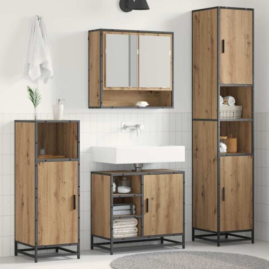 vidaXL Baderomsinnredningssett 3 pcs Artisan Eik Konstruert tre