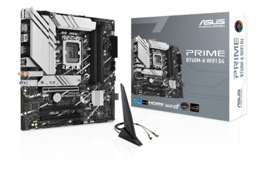ASUS PRIME B760M-A på Micro-ATX Hovedkort med Wi-Fi 6, LGA1700, DDR4, 2x M.2 ASUS PRIME B760M-A på Micro-ATX Hovedkort med Wi-Fi 6, LGA1700, DDR4, 2x M.2