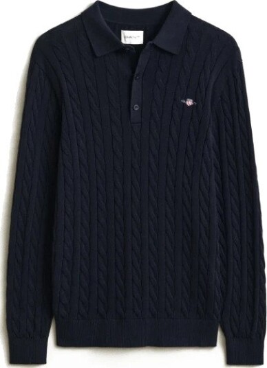 Gant Classic Cable Knit Sweater   Navy   L