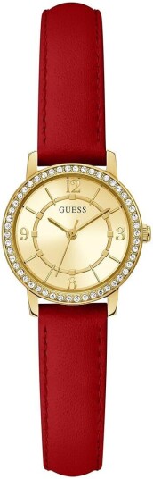 Guess Dameklokke GW0643L2 Gull/Lær Ø28 mm