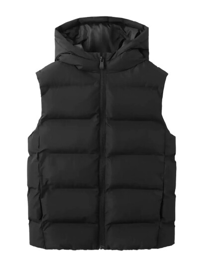 Mango Quilted Gilet With Hood Black 5 6 Mango Quilted Gilet With Hood Black 5 6