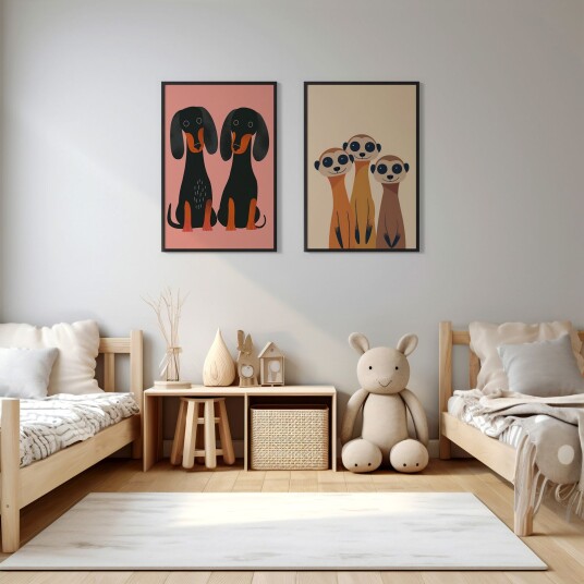 Namly Design Plakat Surikater og Dachshunds / Sett med 2 POSTERTFPAFV