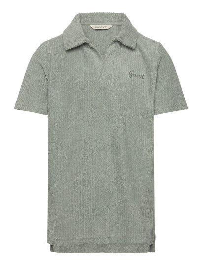 Gant Kids Revere Collar Towelling Polo   Khaki green   134