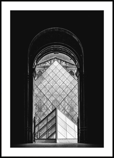 Musée du Louvre Pyramid Black & White Plakat Plakat / 21x30cm Musée du Louvre Pyramid Black & White Plakat Plakat / 21x30cm