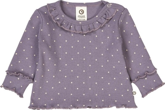 Müsli Genser Rib Dot Lilac Tåke/Oak Müsli 1 år 80 Genser Lilla