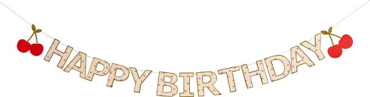 Girlander Happy Birthday Kirsebær