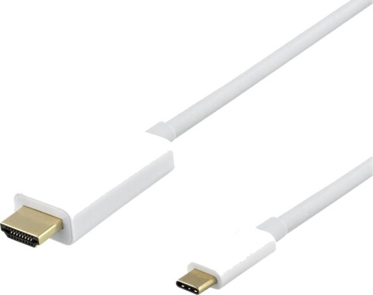 Deltaco Adapterkabel Usb C Hann Til Hdmi Hann 2 M Hvit 4 K 60 Hz 4096 X 2160 Støtte