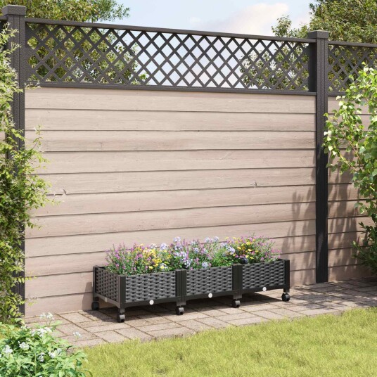 vidaXL Hagekrukke med hjul Svart 120 x 40 x 29 cm PP
