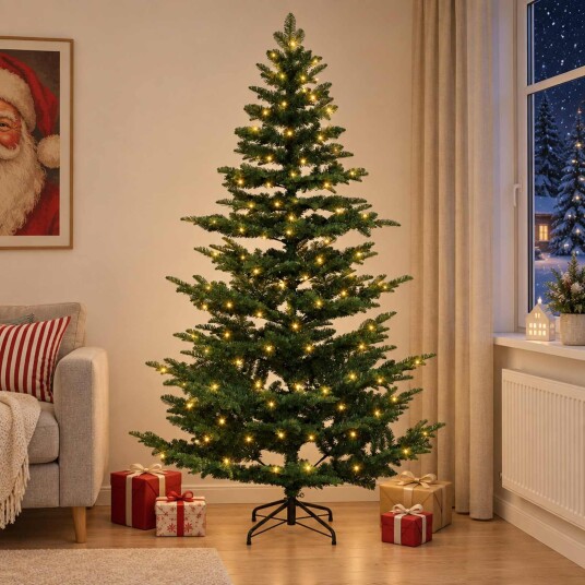 vidaXL Kunstig sammensatt juletre 120 cm 150 LED-lys Varmhvit
