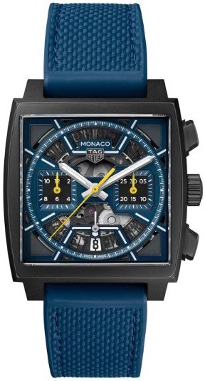 TAG Heuer Herreklokke CBL2188.FT6261 Monaco Sort/Gummi